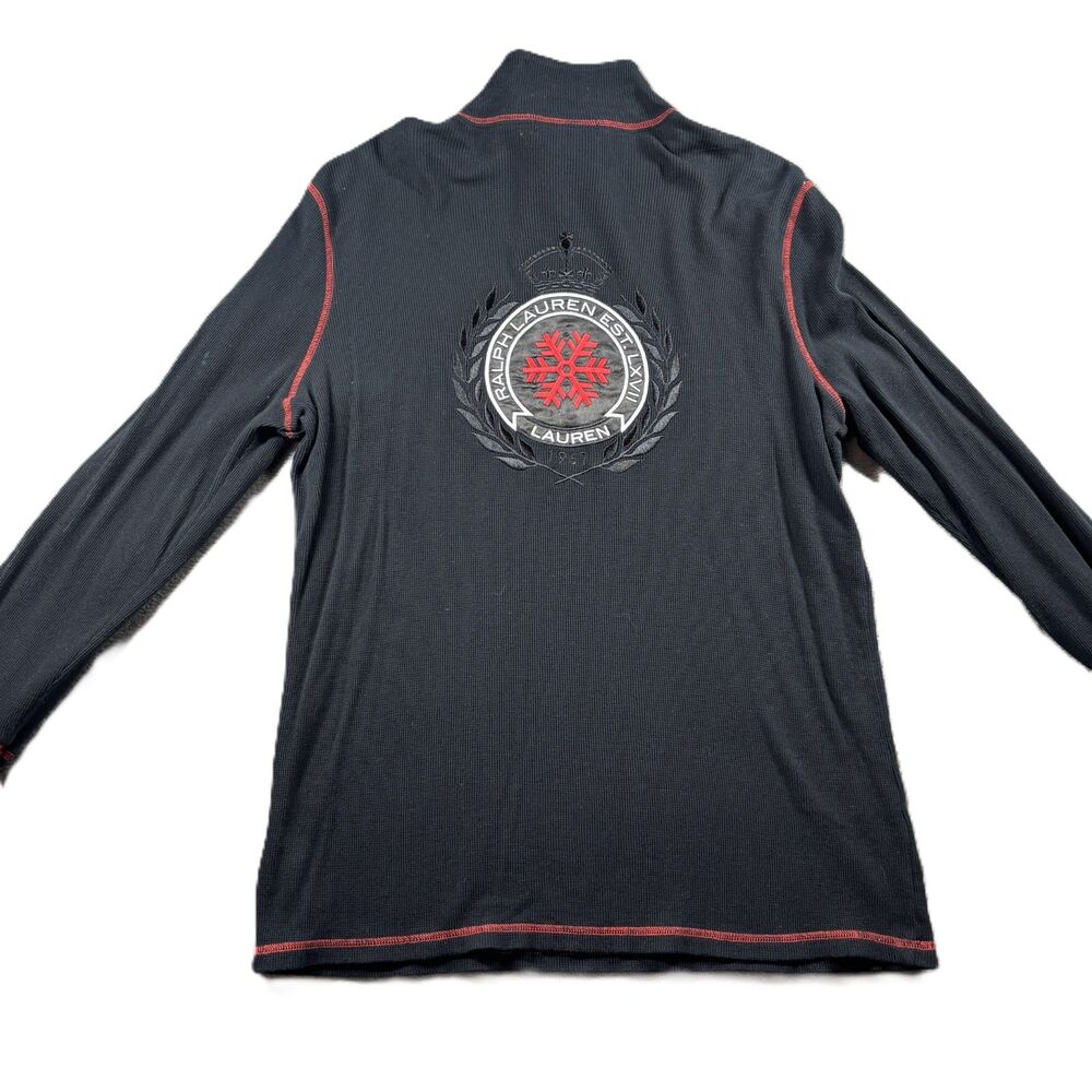 Ralph Lauren Active Women Thermal Pullover Embroidered 1/4 Zip Black 1X P236
